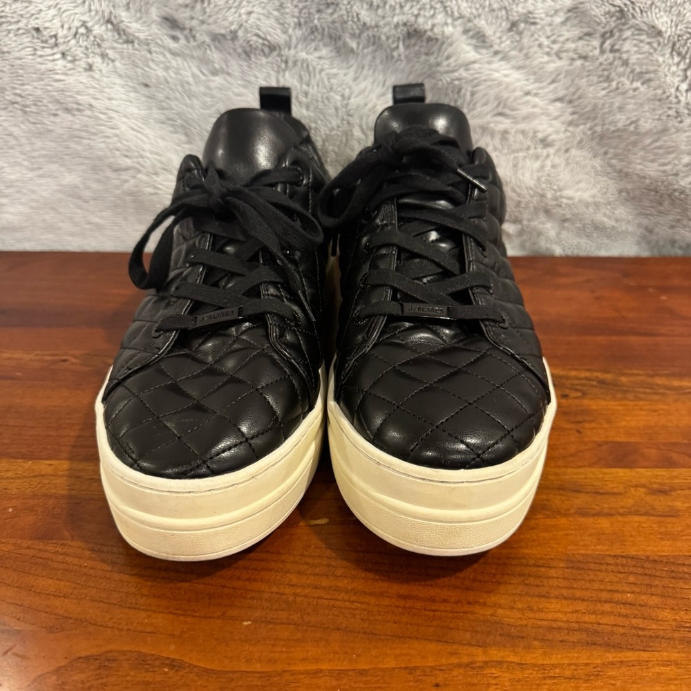 J Slides Black Quilted Sneakers